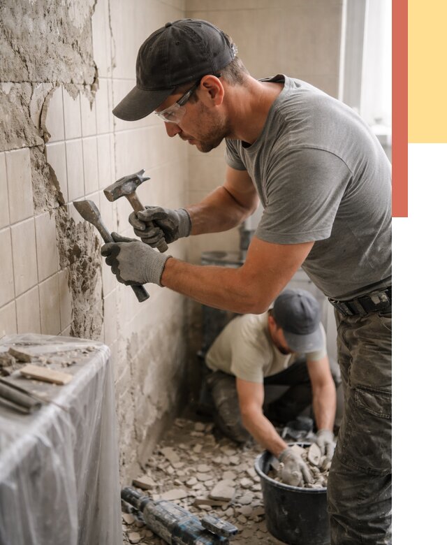 Демонтаж плитки со стен в Брянске от 914 руб. — быстро и недорого | ОТДЕЛОЧНИК-Бнк