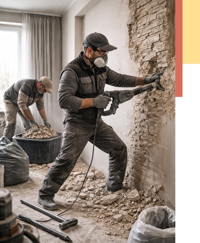 Демонтаж декоративного камня в Брянске от 1559 руб/м² — быстро и недорого | ОТДЕЛОЧНИК-Бнк