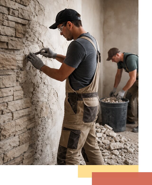 Демонтаж декоративного камня в Брянске профессионально и безопасно