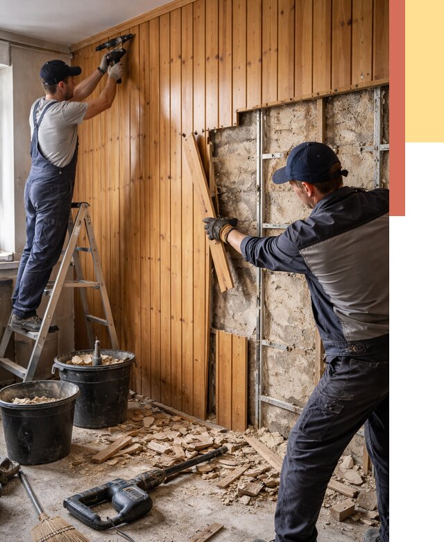 Демонтаж вагонки со стен в Брянске от 1559 руб. — снятие, удаление, срочно | ОТДЕЛОЧНИК-Бнк