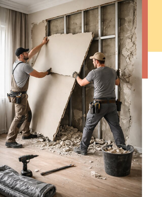 Демонтаж гипсокартона со стен в Брянске от 376 руб. — услуги демонтажа | ОТДЕЛОЧНИК-Бнк