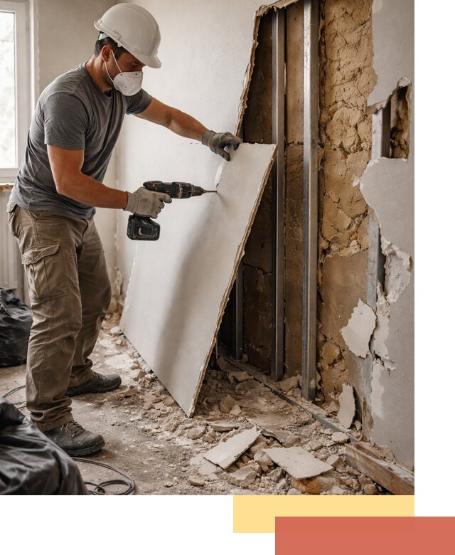 Демонтаж гипсокартона со стен в Брянске качественно и быстро