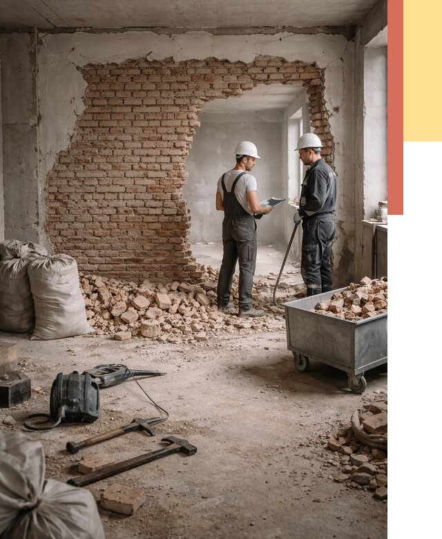 Демонтаж кирпичных стен в Брянске от 4515 руб. — быстро, недорого, под ключ | ОТДЕЛОЧНИК-Бнк