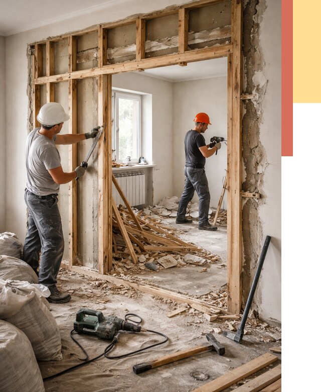 Демонтаж деревянных перегородок в Брянске от 3440 руб. — быстро и недорого | ОТДЕЛОЧНИК-Бнк