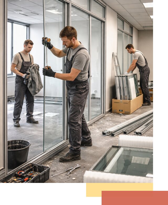 Демонтаж стеклянных перегородок в Брянске быстро и безопасно