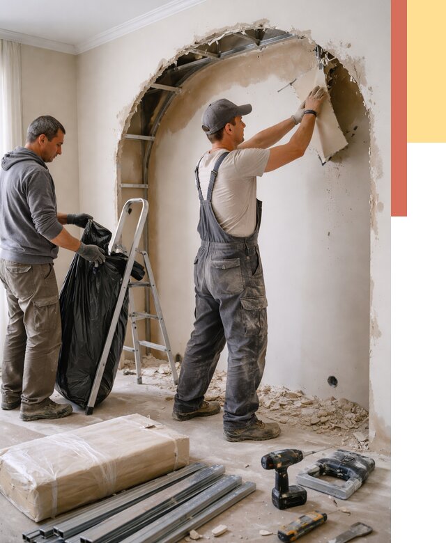 Демонтаж арки из гипсокартона в Брянске от 3763 руб. — услуги под ключ | ОТДЕЛОЧНИК-Бнк