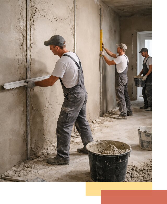 Штукатурка стен по маякам в Брянске — точная и ровная поверхность