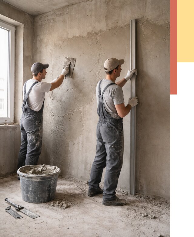 Штукатурка бетонных стен в Брянске от 4838 руб/м² — качественно и быстро | ОТДЕЛОЧНИК-Бнк