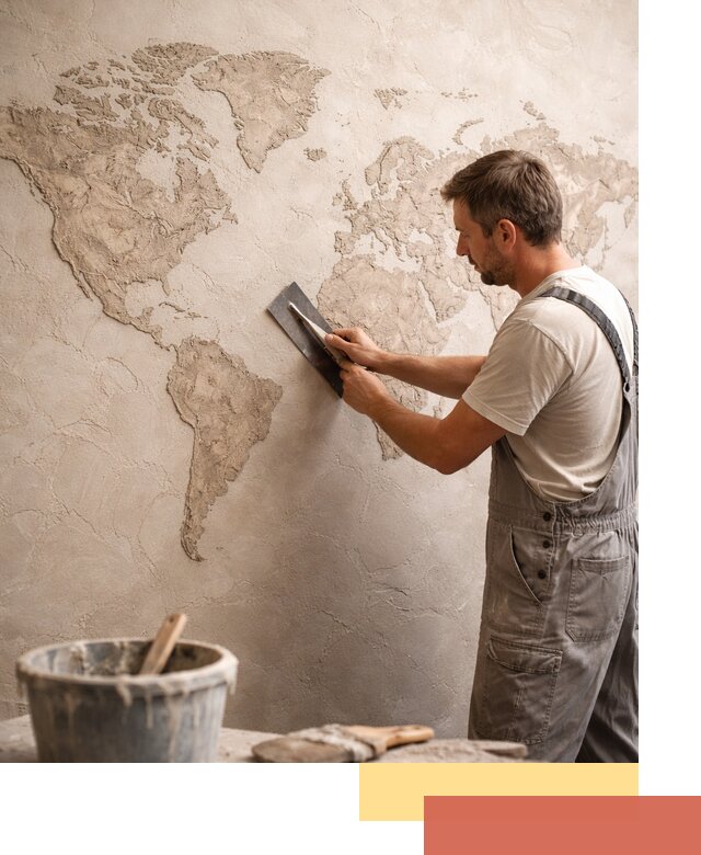 Декоративная штукатурка «Карта мира» под ключ в Брянске