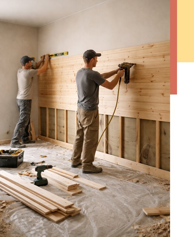 Монтаж деревянной вагонки на стены в Брянске от 8063 руб. | Услуги монтажа вагонки | ОТДЕЛОЧНИК-Бнк