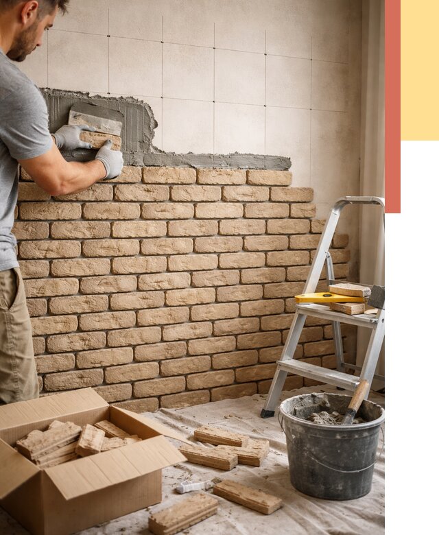 Монтаж декоративного кирпича в Брянске от 3440 руб./м² — быстро и недорого | ОТДЕЛОЧНИК-Бнк