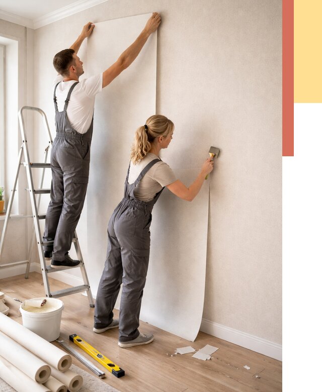 Поклейка флизелиновых обоев в Брянске от 6451 руб. | Быстро и недорого — ОТДЕЛОЧНИК-Бнк