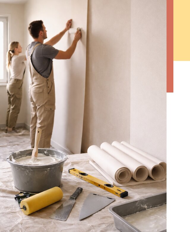 Поклейка бумажных обоев в Брянске от 5913 руб./м2 — быстро и недорого | ОТДЕЛОЧНИК-Бнк