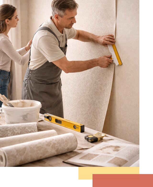 Поклейка обоев с подбором рисунка в Брянске