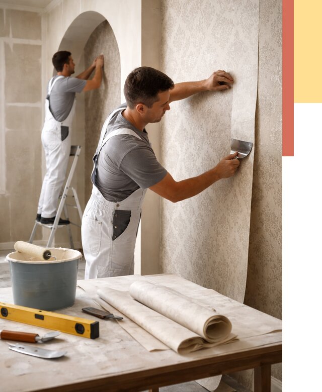 Поклейка обоев на сложные стены в Брянске от 3010 руб. под ключ | ОТДЕЛОЧНИК-Бнк