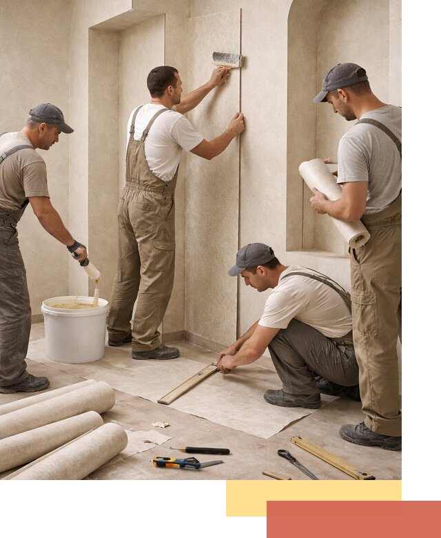 Поклейка обоев на сложные стены и неровные поверхности в Брянске