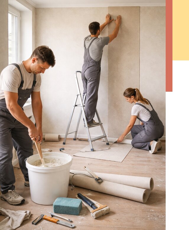 Оклейка стен обоями в Брянске от 3763 руб/м2 — быстро и недорого | ОТДЕЛОЧНИК-Бнк