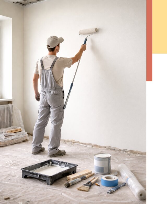 Покраска стен водоэмульсионной краской в Брянске от 484 руб. за м² | ОТДЕЛОЧНИК-Бнк