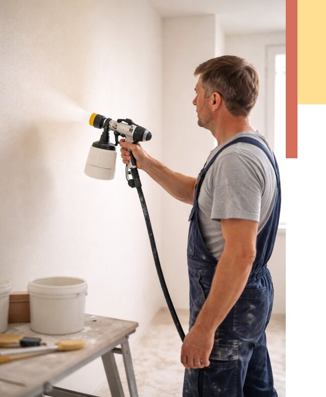 Покраска стен краскопультом в Брянске от 8063 руб. — механизированная покраска | ОТДЕЛОЧНИК-Бнк