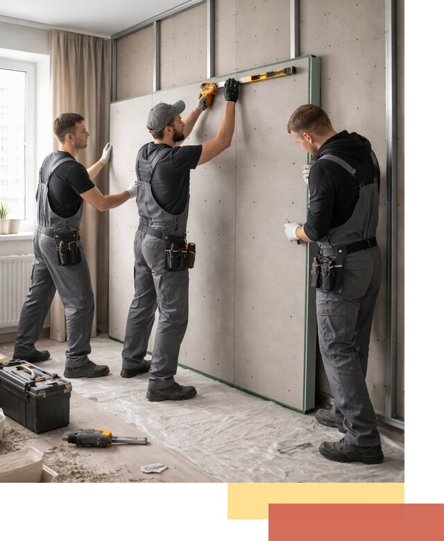 Шумоизоляция стен панелями ЗИПС в Брянске для жилых и коммерческих помещений