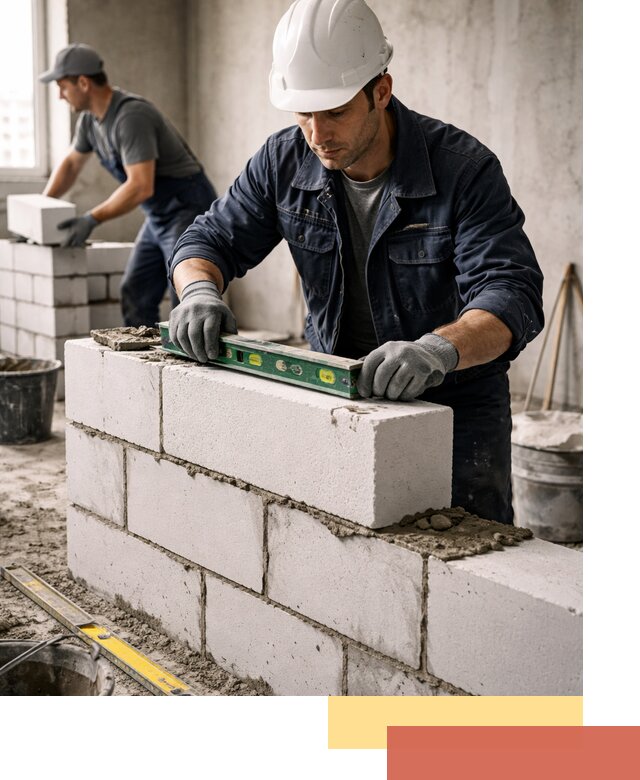 Кладка перегородок из пеноблока под ключ в Брянске