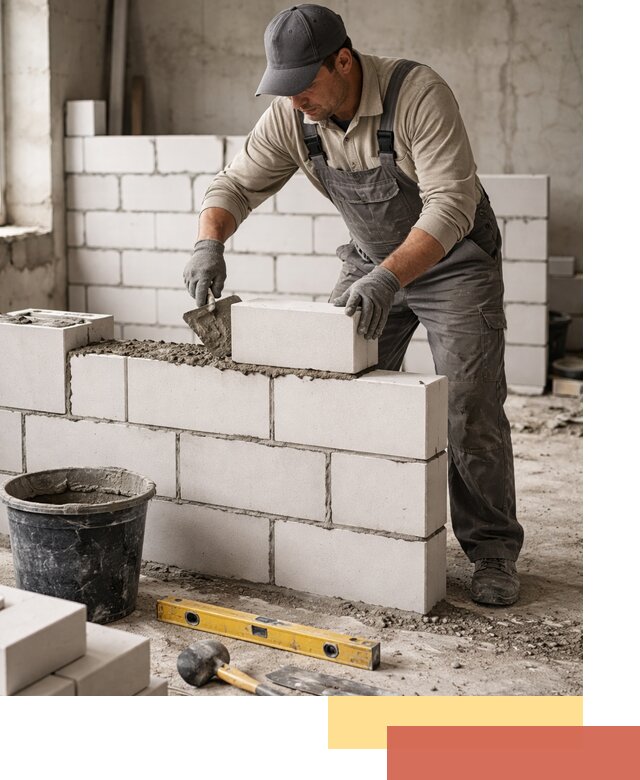 Кладка перегородок из силикатного блока в Брянске