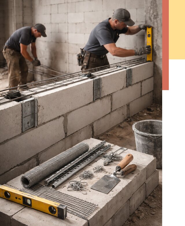 Армирование кладки перегородок в Брянске от 806 руб. под ключ | ОТДЕЛОЧНИК-Бнк