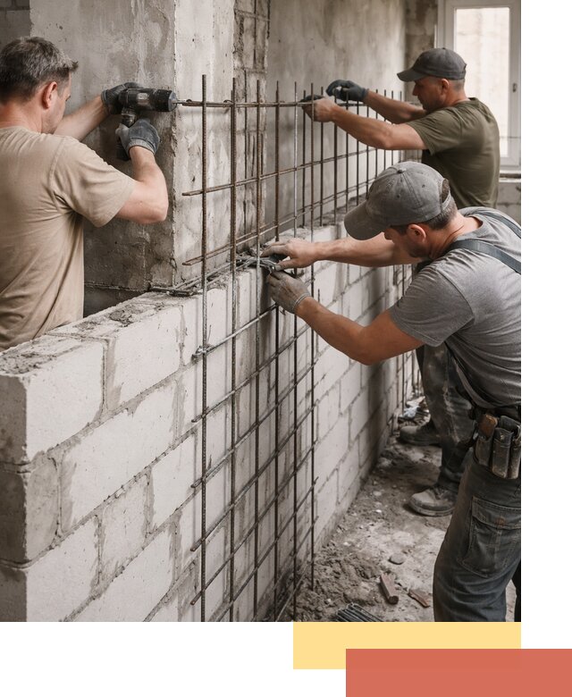 Армирование кладки перегородок в Брянске профессионально и надёжно