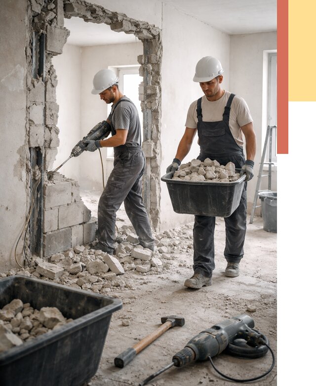 Демонтаж блоковых перегородок в Брянске от 4032 руб. — быстро и недорого | ОТДЕЛОЧНИК-Бнк