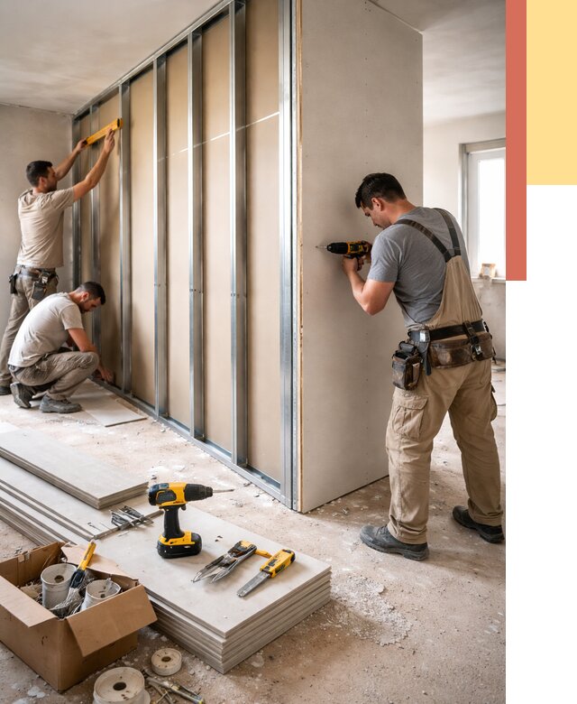 Монтаж однослойной перегородки из гипсокартона в Брянске от 699 руб. | ОТДЕЛОЧНИК-Бнк