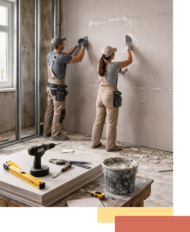 Монтаж двухслойной перегородки из гипсокартона в Брянске