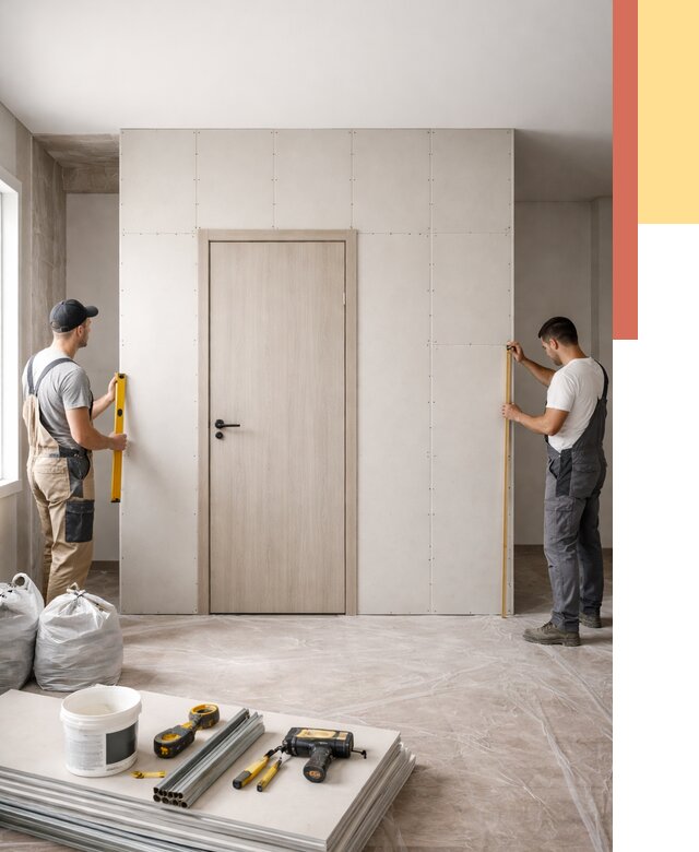 Перегородка из гипсокартона с дверью в Брянске от 4838 руб. под ключ | ОТДЕЛОЧНИК-Бнк