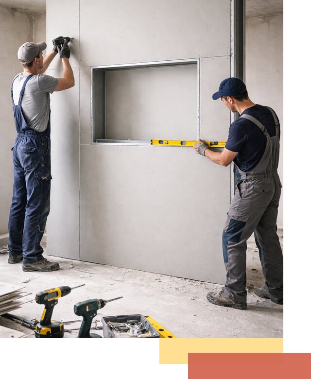 Перегородка из гипсокартона с нишей под декор в Брянске