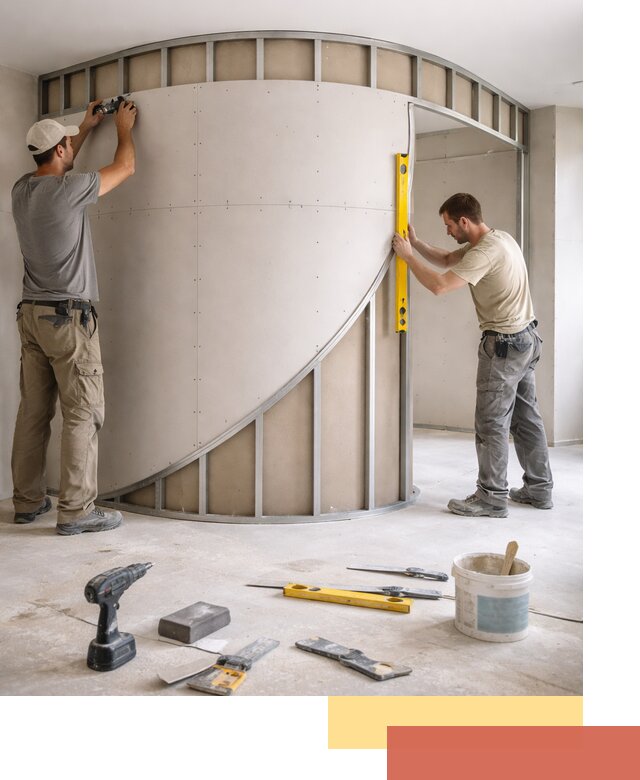 Радиусная перегородка из гипсокартона в Брянске под ключ