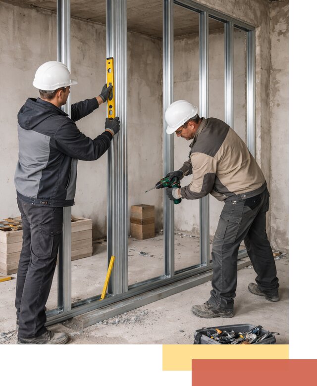 Монтаж каркаса перегородки из профиля в Брянске