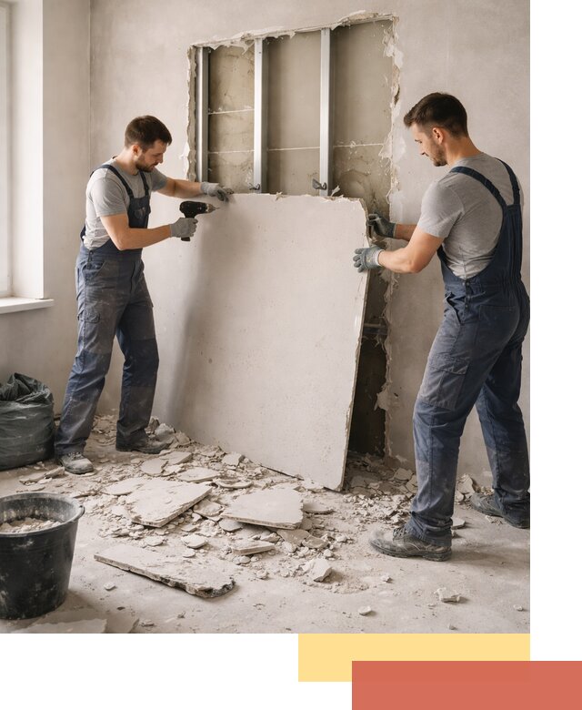 Демонтаж перегородки из гипсокартона в Брянске быстрый и аккуратный