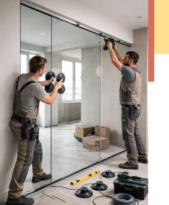 Монтаж стеклянных перегородок в Брянске от 6988 руб. | ОТДЕЛОЧНИК-Бнк