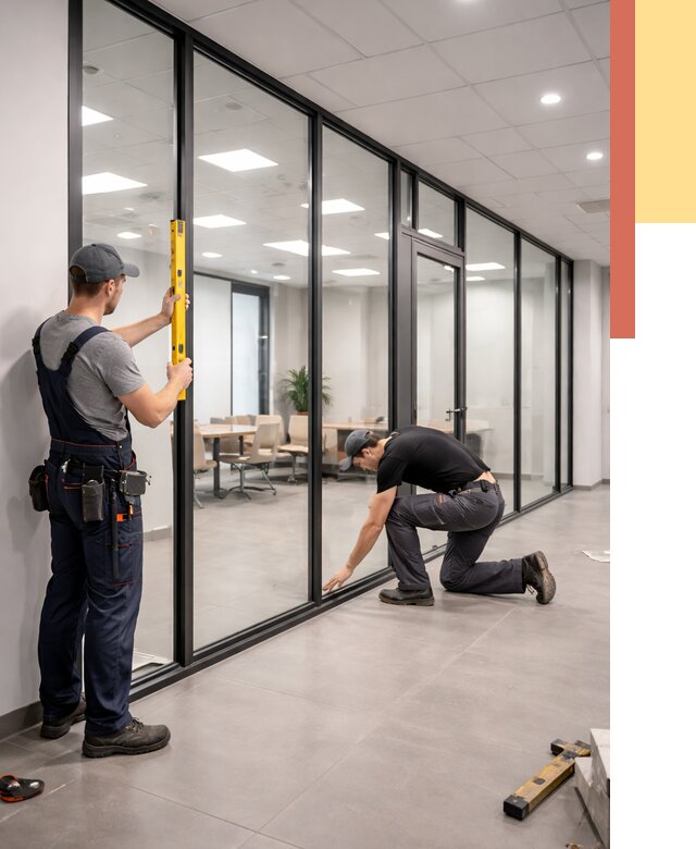 Каркасные стеклянные перегородки в Брянске под ключ от 9891 руб. | ОТДЕЛОЧНИК-Бнк