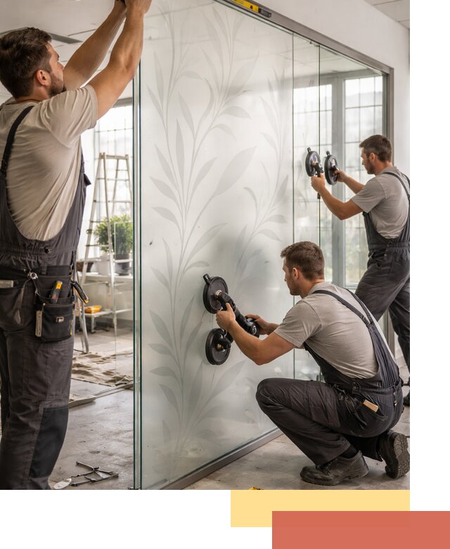 Стеклянные перегородки с рисунком на заказ в Брянске