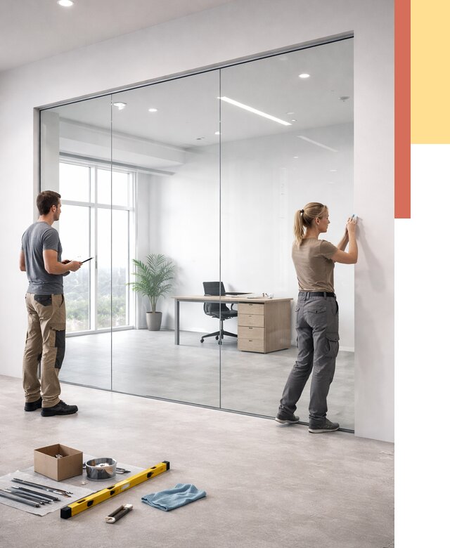 Перегородки из закаленного стекла в Брянске от 10213 руб. под ключ | ОТДЕЛОЧНИК-Бнк