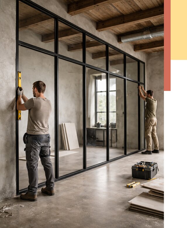 Стеклянные перегородки лофт в Брянске от 11289 руб. под ключ | ОТДЕЛОЧНИК-Бнк