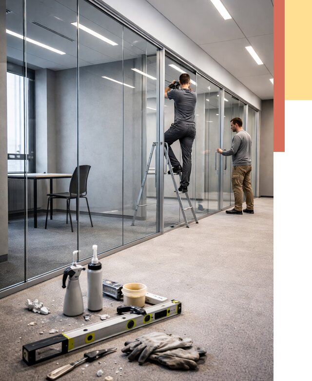 Стеклянные офисные перегородки в Брянске от 9138 руб. — монтаж и установка | ОТДЕЛОЧНИК-Бнк