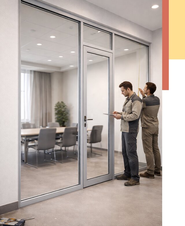 Установка и монтаж алюминиевых перегородок со стеклом в Брянске от 8816 руб. | ОТДЕЛОЧНИК-Бнк