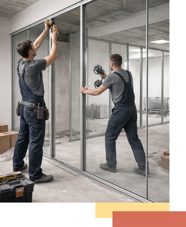 Алюминиевые перегородки со стеклом в Брянске — изготовление и монтаж