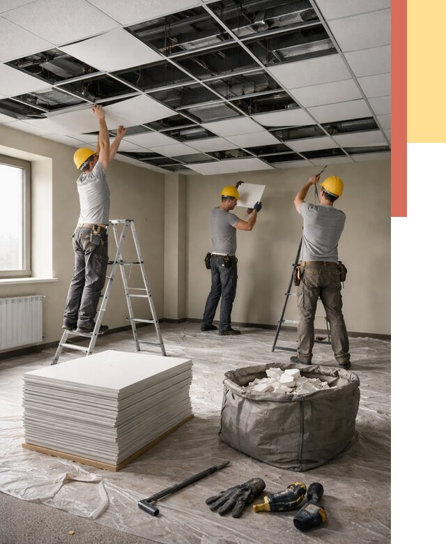 Демонтаж потолка Армстронг в Брянске от 4838 руб. быстро и недорого | ОТДЕЛОЧНИК-Бнк