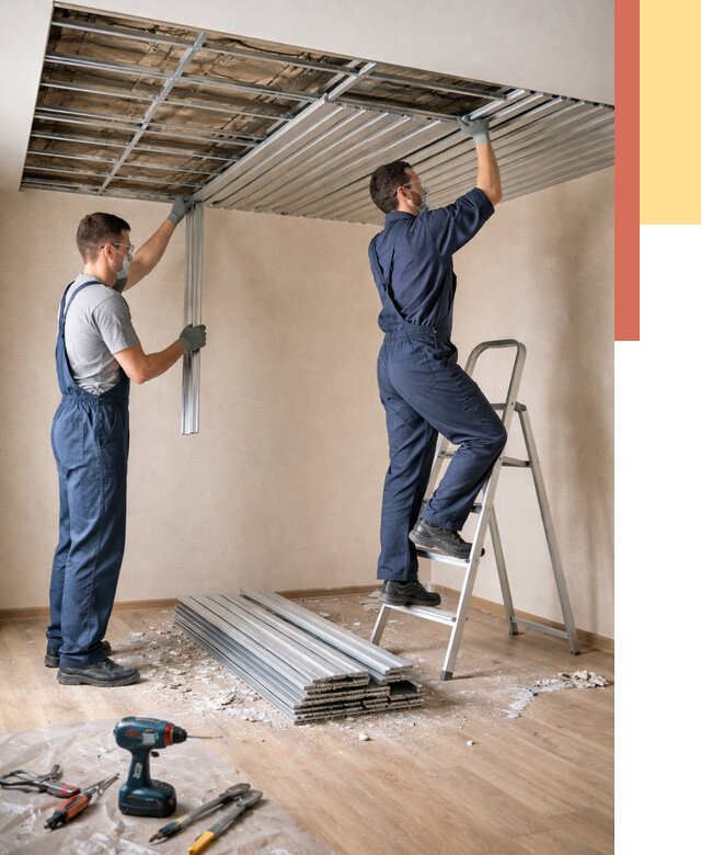 Демонтаж реечного потолка в Брянске от 4838 руб. быстро и недорого | ОТДЕЛОЧНИК-Бнк