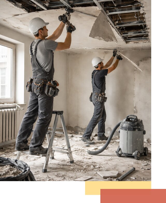 Демонтаж гипсокартонного потолка в Брянске быстро и аккуратно