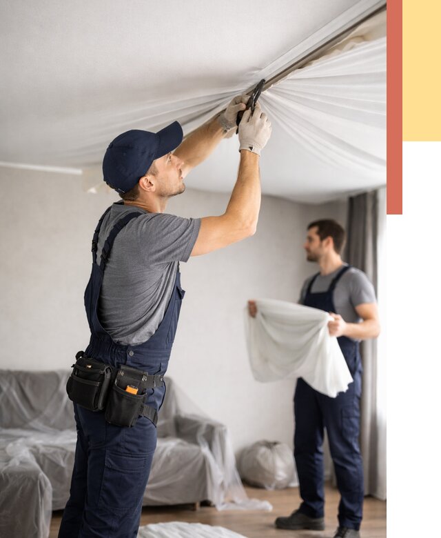 Демонтаж натяжного потолка в Брянске от 4838 руб. — снятие и разбор под ключ | ОТДЕЛОЧНИК-Бнк