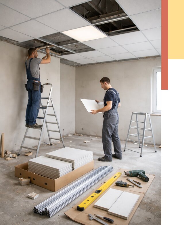 Монтаж потолка армстронг в Брянске от 4838 руб/м2 — быстрая установка под ключ | ОТДЕЛОЧНИК-Бнк