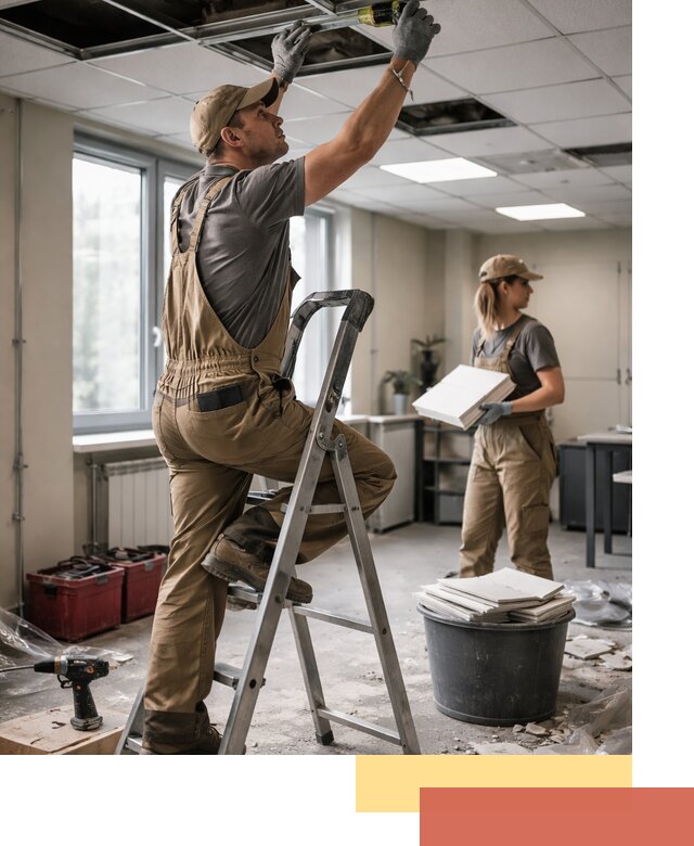 Ремонт потолка Армстронг и замена плит в Брянске